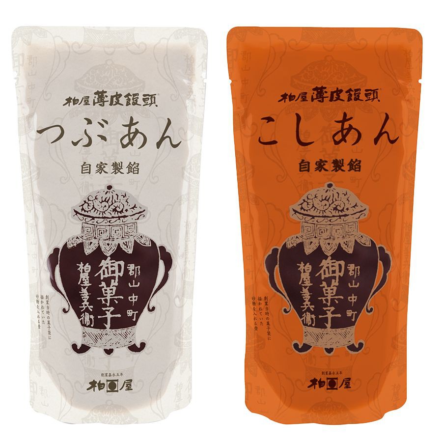 柏屋薄皮饅頭の餡(こしあん、つぶあん)